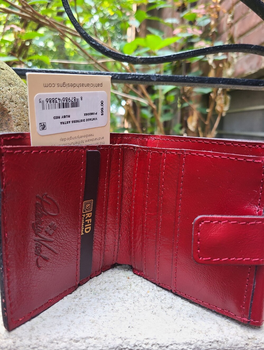 Patricia Nash Leather Vintage Distressed Astra Wallet Ruby Red NWT - Picture 2 of 5